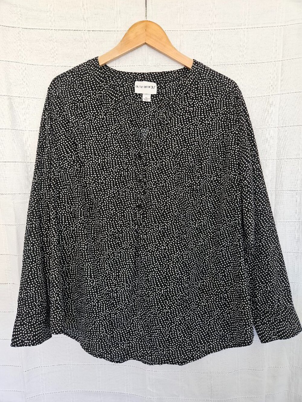 Pure Energy Plus Size Black and White Polka Dot Blouse